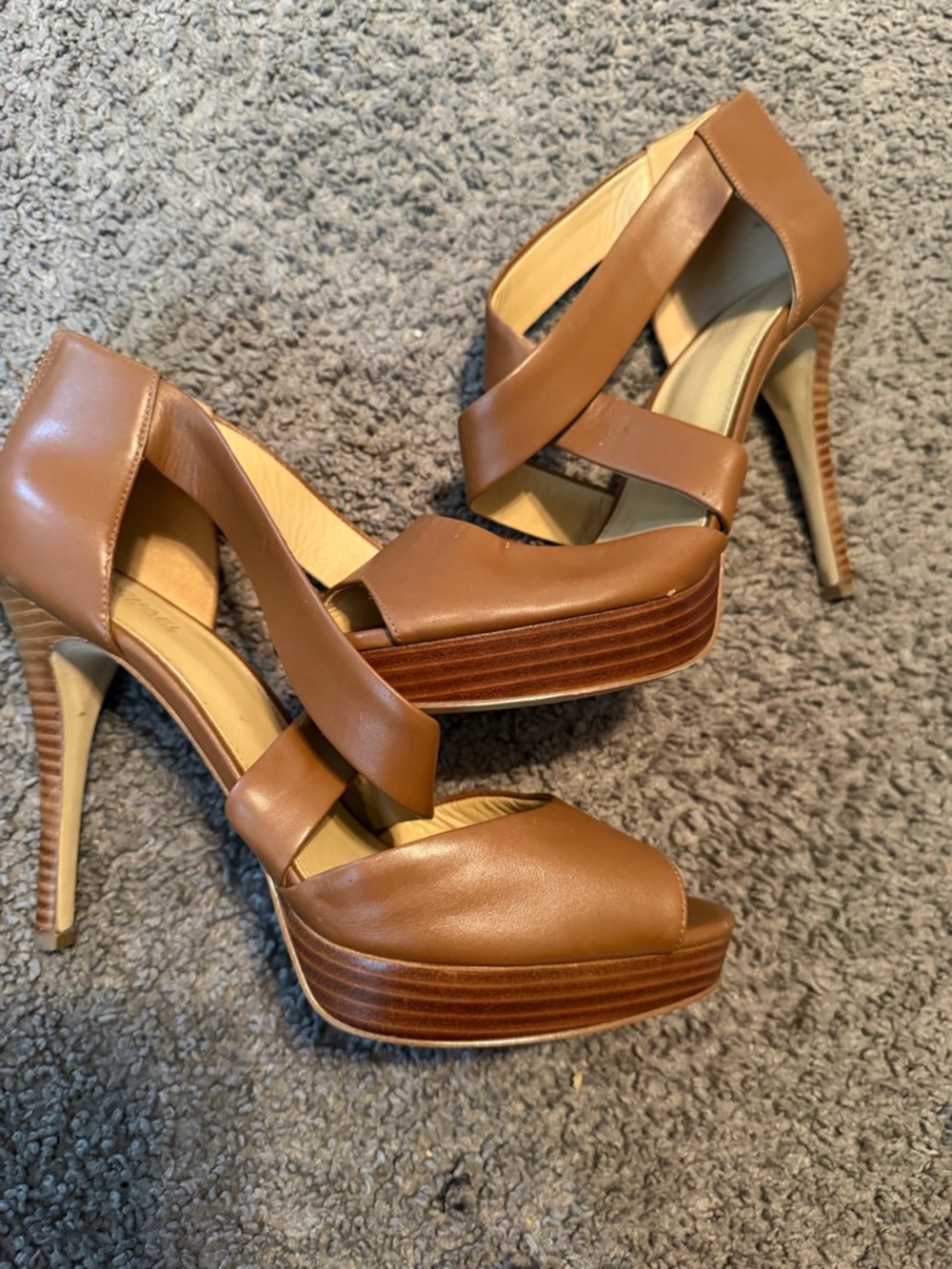 Michael Kors Cognac Women's Platform High Heel Sandals